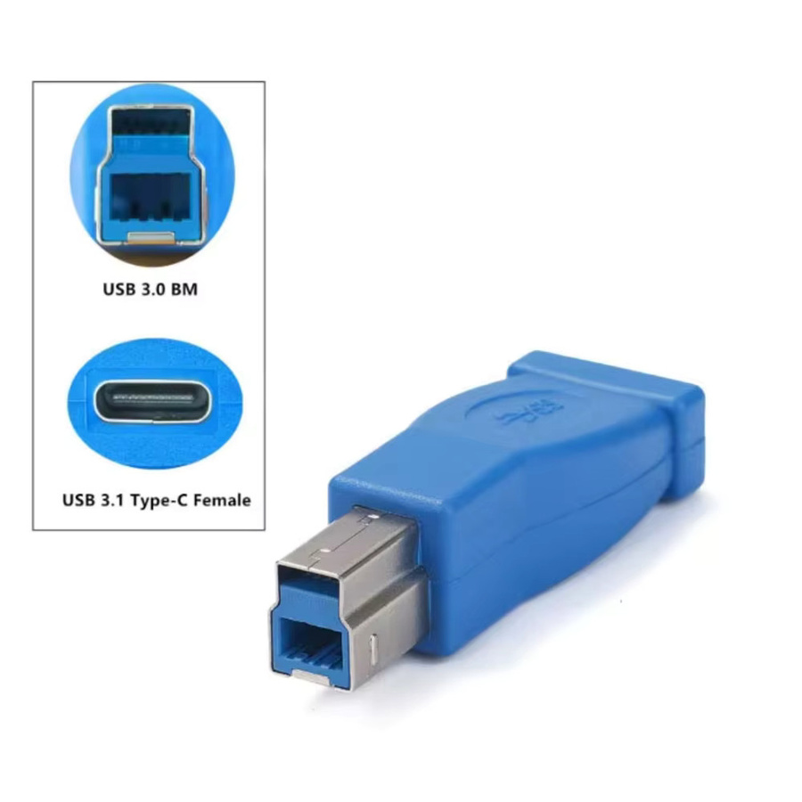 OULLX USB Typ C auf USB 3.0 B Datenübertragungsadapter Konverter in Schwarz und Blau für Drucker, Scanner und externe Festplatten - Bild 3
