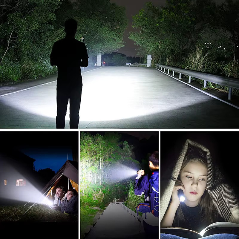 Mikenoon LED-Taschenlampe mit Zoom und USB-Wiederaufladung, Schwarz, Metall - Bild 5