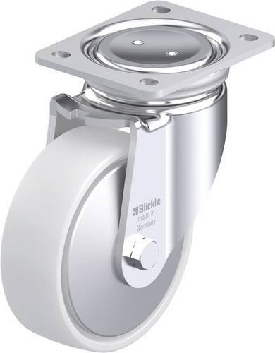 Blickle LUH-PO 150K-FA Stahlblech-Lenkrolle mit weißem Kunststoffrad, Rad-Durchmesser: 150 mm, Tragfähigkeit: 400 kg - Bild 1