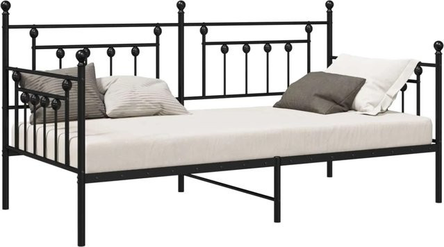 vidaXL Tagesbettrahmen aus Metall in Schwarz Matt, B/T/H: 107 x 207 x 113 cm - Bild 1