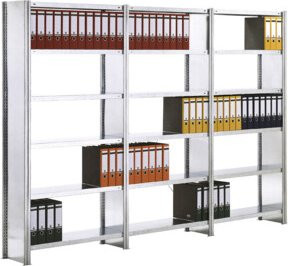 Regalwerk BERT Büroregal Anbaufeld Seitenwand aus Vollblech, Farbe: Silber, H x B x T: 200 x 87,5 x 30 cm - Bild 1