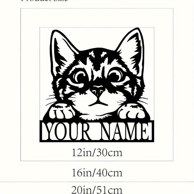 CIFbuy Vintage Metall Katze Wandkunst Schild in Schwarz, Durchmesser: 30 cm - Bild 1