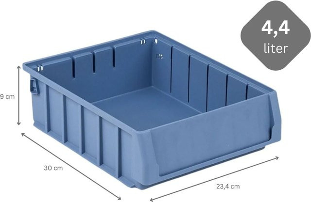 PROREGAL SuperSparSet 24 Stück Sichtlagerkästen mit Etikett und Schutzhaube, Blau, H x B x T: 9 x 23,4 x 30 cm - Bild 1