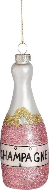 House of Season Ornament Champagnerflasche Rosa aus Glas, Höhe: 13,5 cm - Bild 1