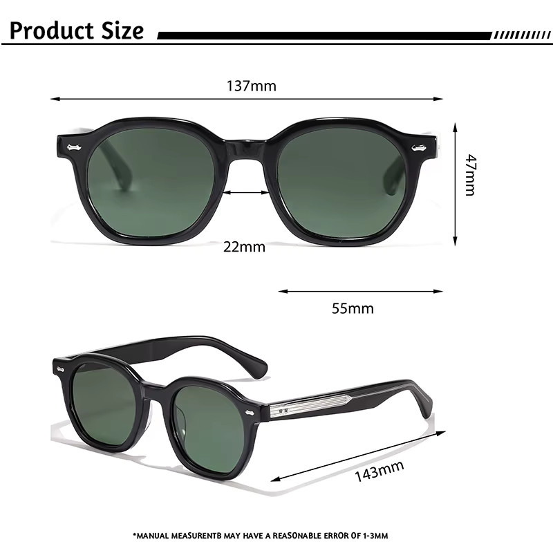 HBK Sonnenbrille, Rund, Vollrand, Acetat, Unisex - Bild 3