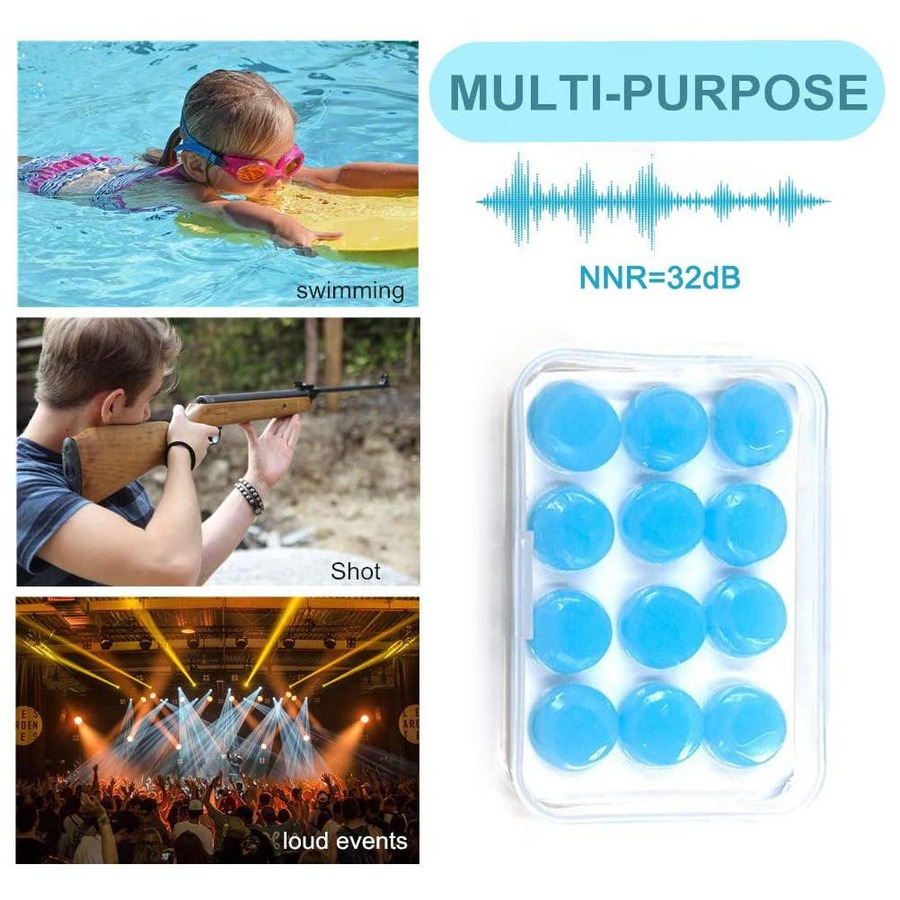 12er Silikon Ohr Stecker Noise Cancelling Ohrstöpsel, blau - Bild 2