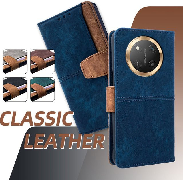 AIMONCASE RFID Blocking Business Flip Lederhülle für Honor X9A X9B X9C X8A X8B X7A X7B X7C in Grün und Blau - Bild 1
