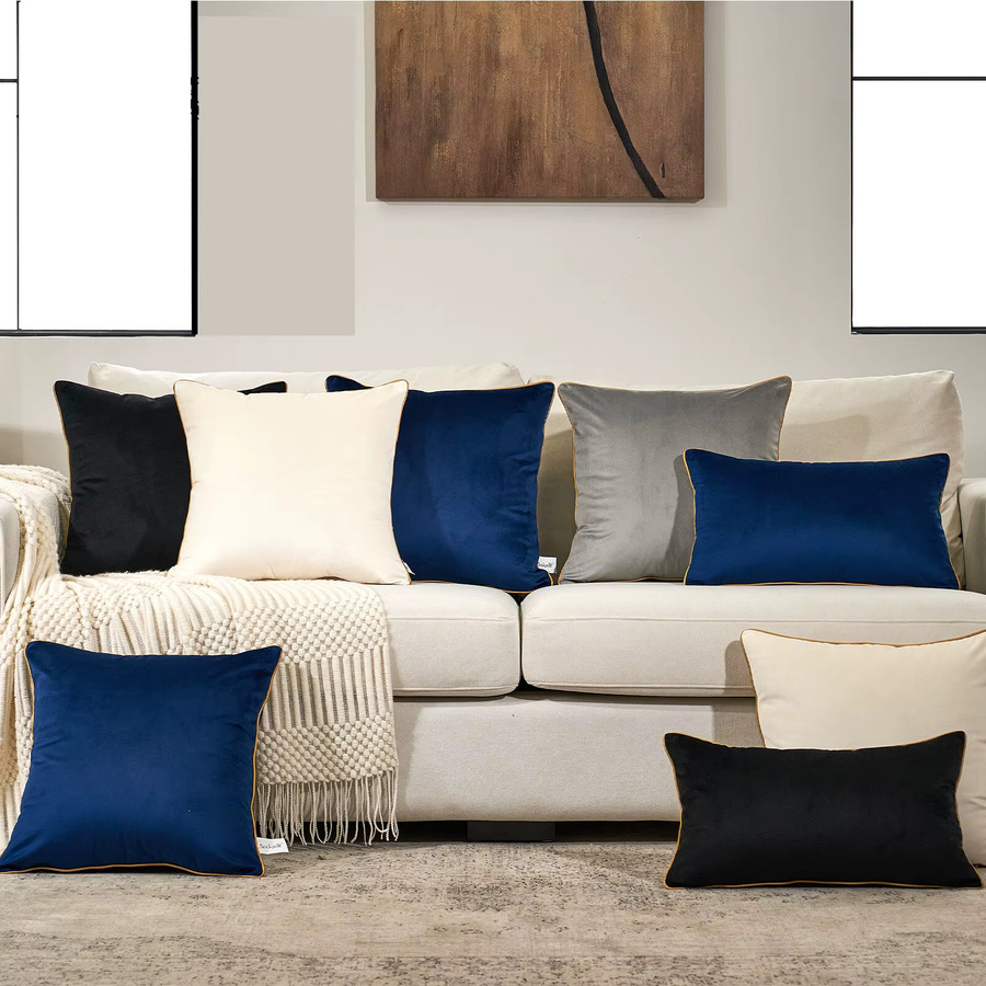 Dekorative Samt-Kissenbezüge in quadratischer Form für Sofa und Schlafzimmer, Farben: Weiß, Grau, Schwarz, Blau, Breite: 30 cm x Tiefe: 30 cm x Höhe: 30 cm - Bild 3