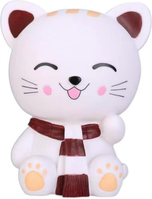 Katzen-Sparschwein in Cartoon-Optik als Glückskatze-Ornament aus Kunststoff, Farbe: Weiß, B/T/H: 20 x 15 x 20 cm - Bild 1
