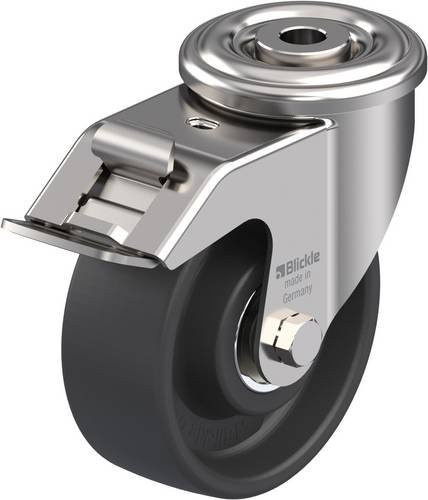 Blickle Lenkrolle mit Feststeller aus Edelstahl in Grau/Silber, Rad-Durchmesser: 100 mm, Tragfähigkeit: 150 kg - Bild 1