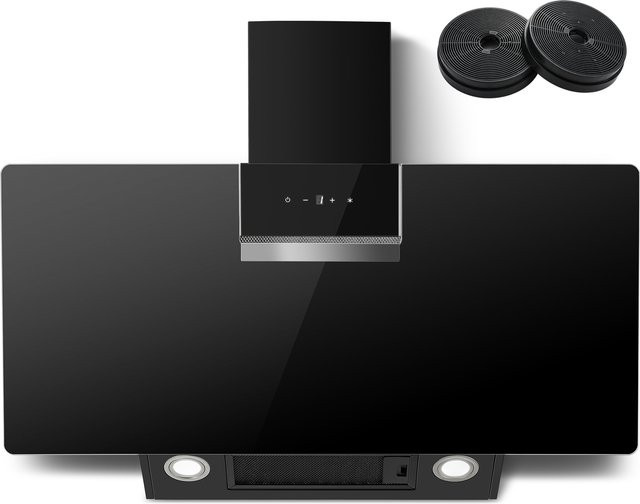 TopStrong Wandmontierte Dunstabzugshaube in Schwarz mit 800 m3/h Luftleistung, A+++ Energieeffizienz, LED-Touch-Steuerung und Umluft- oder Abluftoption, Breite: 90 cm - Bild 1