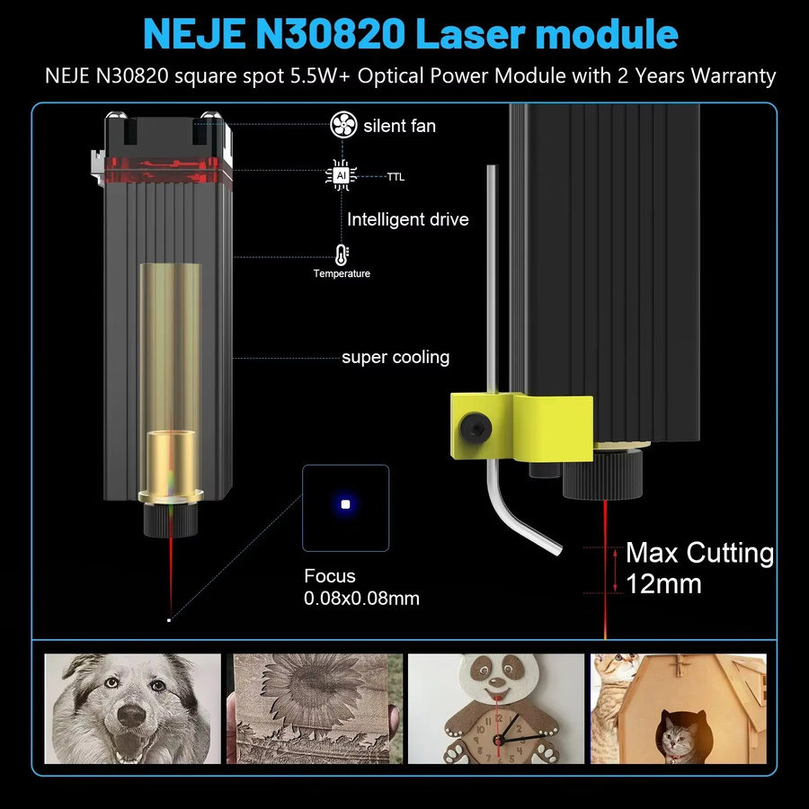NEJE CNC Laser Modul für professionelle Gravur an Holz und Leder mit Leistungsstufen von 0,5 W bis 12 W - Bild 2
