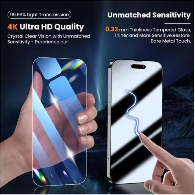 Panzerglas Displayschutzfolie für iPhone 17, iPhone 17 Air, iPhone 17 Pro und iPhone 17 Pro Max, transparent - Bild 1