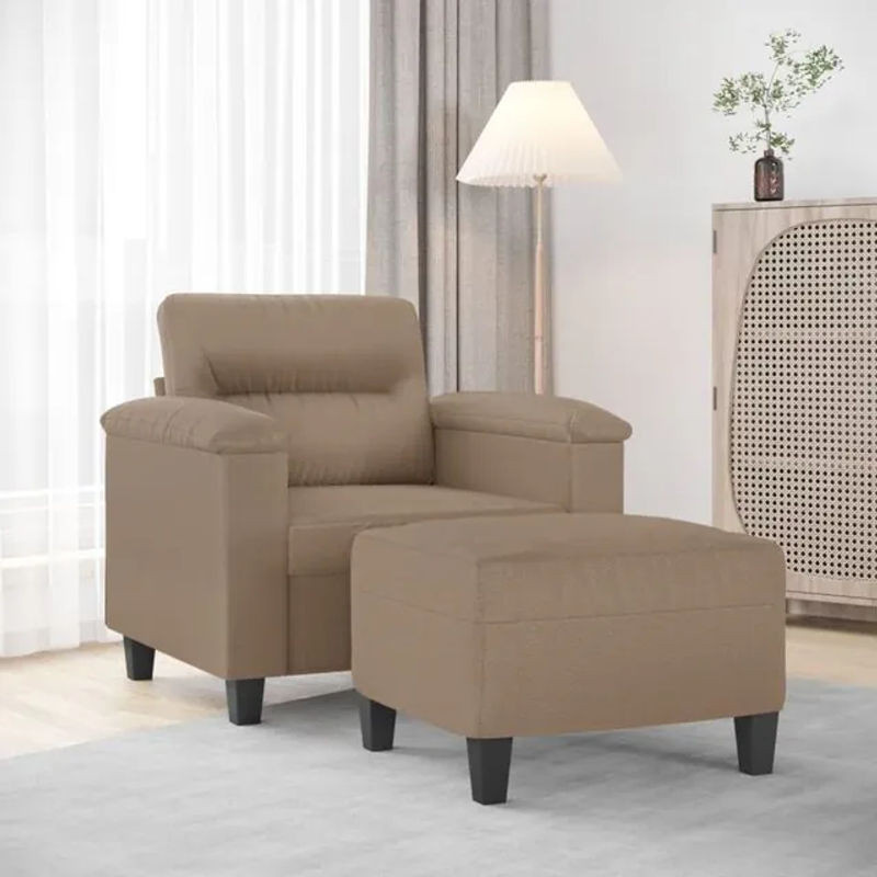 vidaxl Relaxsessel mit Hocker in Braun aus Kunstleder und Metall im modernen Design - Bild 1