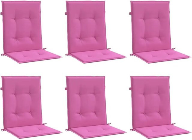 6er Set vidaXL Niedriglehner-Auflagen aus wasserabweisendem und UV-beständigem Polyester in Rosa - Bild 1