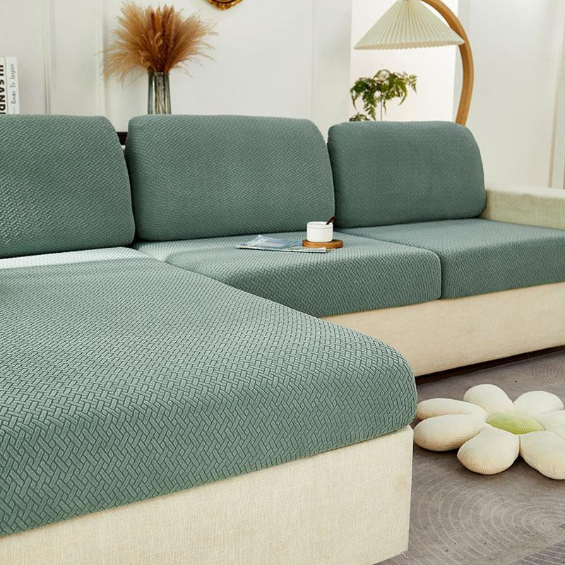 Leorate Gestrickter Jacquard-Sofa-Sitzbezug in Weinrot, waschbarer Stretch-Sofabezug für dein Wohnzimmer (50-63 cm) - Bild 3