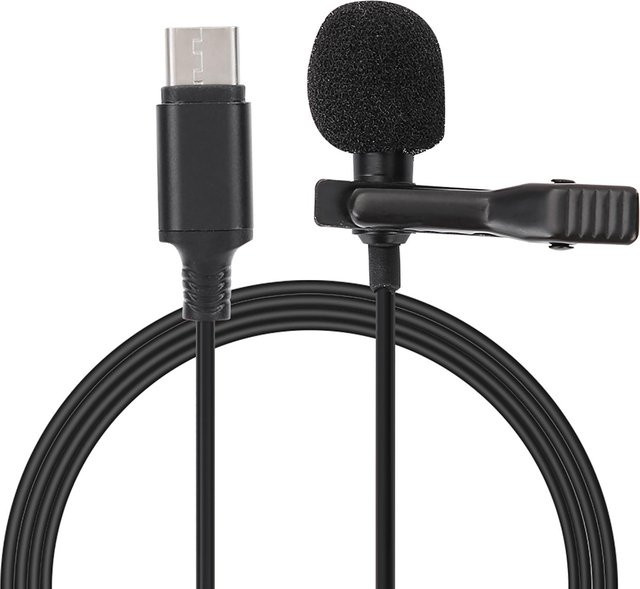 Andoer Mini Lavalier Ansteckmikrofon mit USB-C Schnittstelle für Android-Smartphones, Schwarz - Bild 1