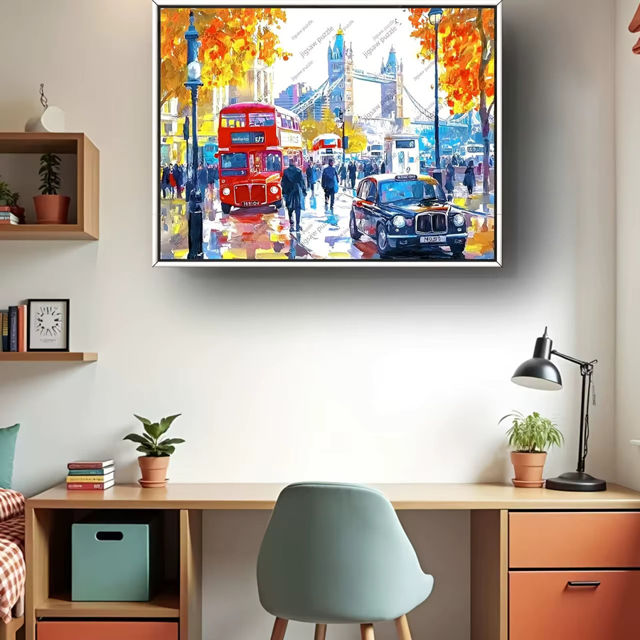 AZNM Puzzle, Londoner Straßenszene mit Big Ben und rotem Bus, 1000 Teile - Bild 5