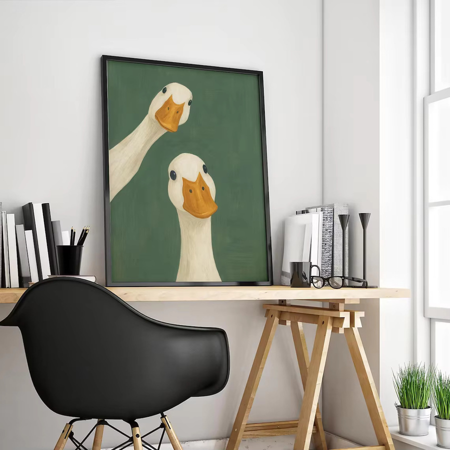 Serene Duck Duo Wandkunst von SHENCHEN – Moderner Druck mit Enten Motiv in Grün - Bild 2