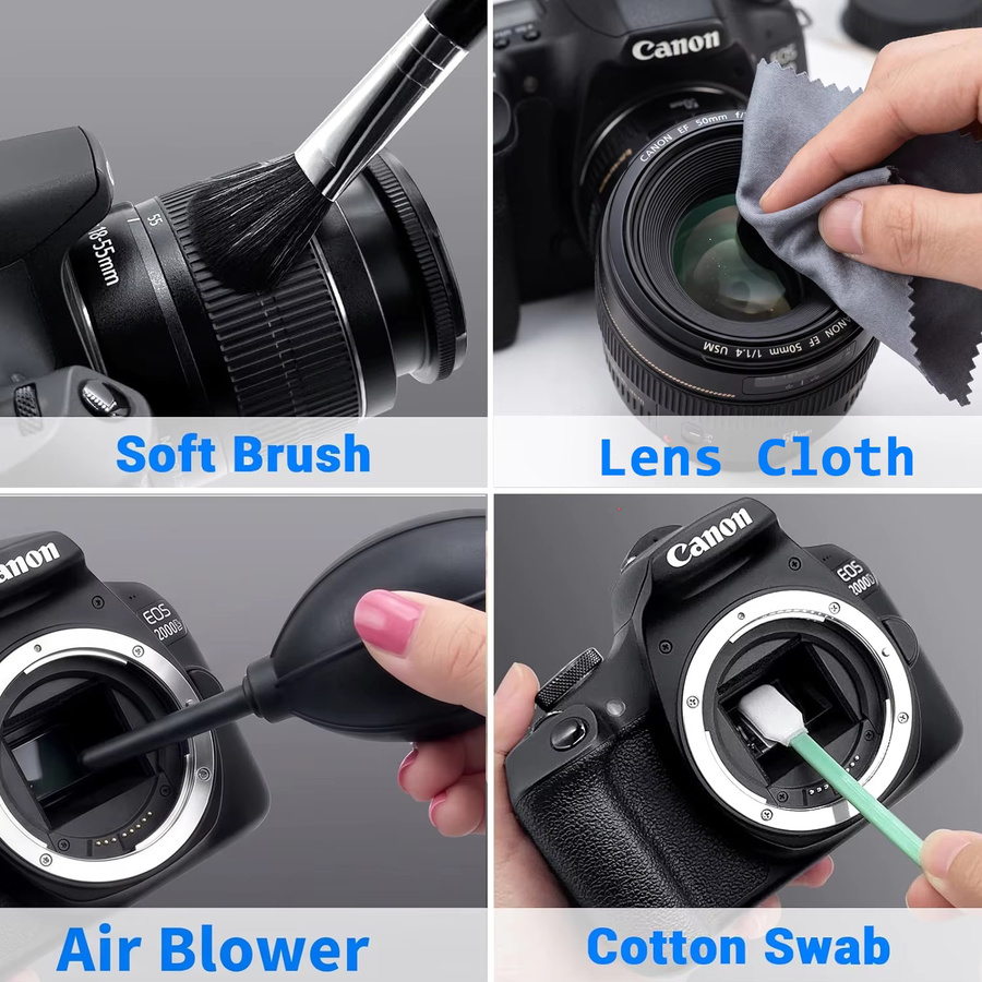 ZORILYNX Kamera-Reinigungsset mit 120ml Reinigungslösung, Luftgebläse, Objektivreinigungsstift, Bürste, Tuch und Sensor-Reinigungstupfer für DSLR und spiegellose Kameras - Bild 2