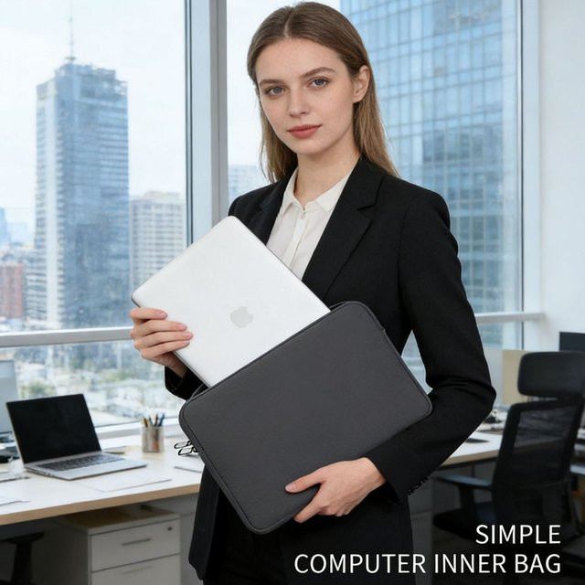 HOMEFISH Laptop-Innentasche mit stoßfestem Schaumstoff-Innenfutter für 13-16 Zoll MacBook, Schwarz - Bild 1