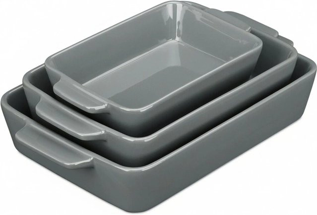 Relaxdays Auflaufform Set aus Keramik in Grau - Bild 1