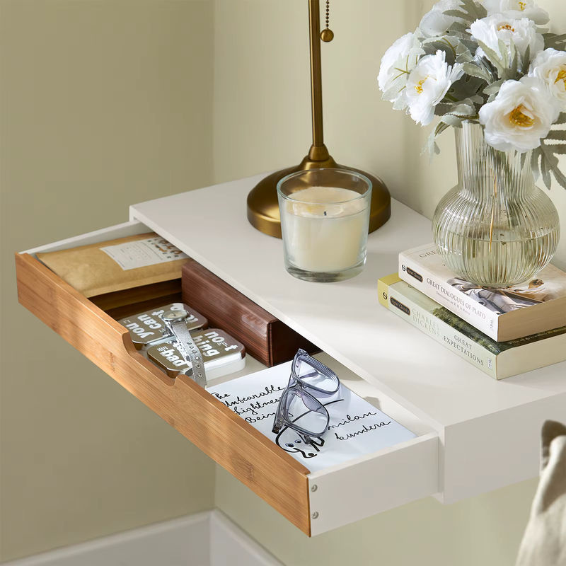 SoBuy FRG93-WN Schweberegal in Weiss mit Wandschrank und Schublade, Breite: 60 cm - Bild 4