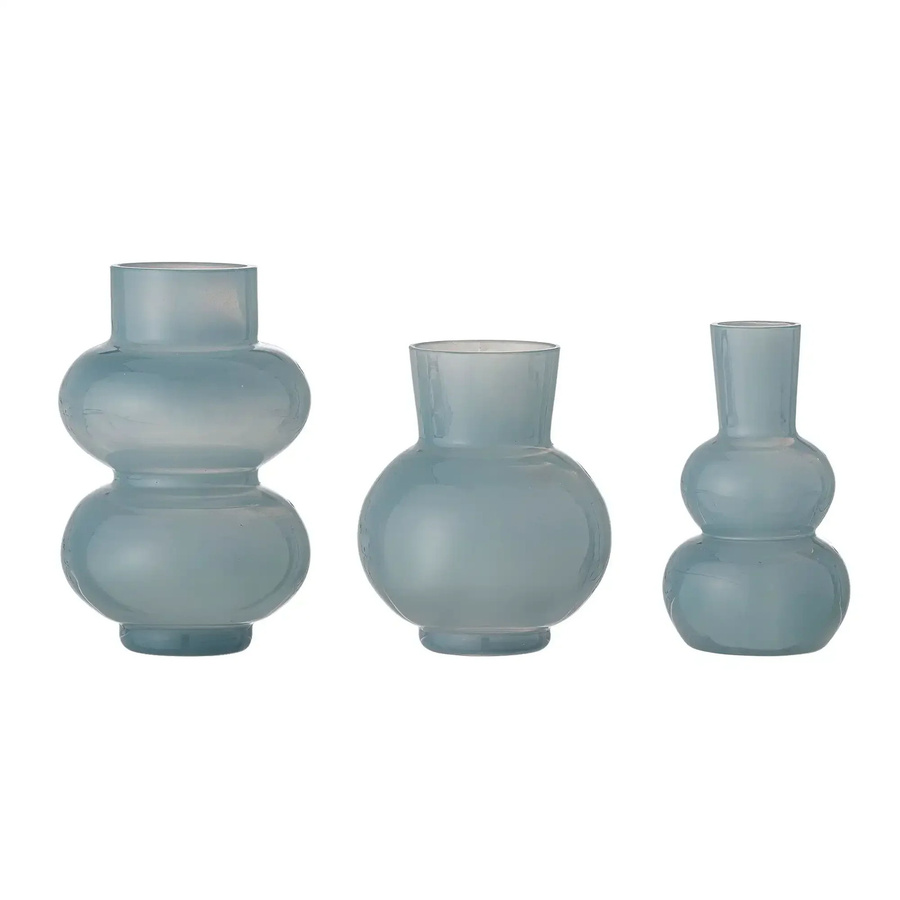 Bloomingville Vase Kinsie aus Glas in Blau, Set von 3, skandinavisches Design für den Tisch - Bild 1