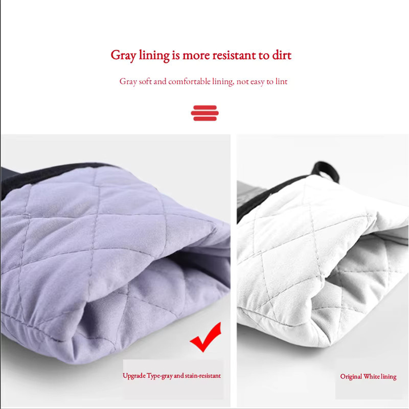 Venlohome Hitzebeständige Baumwoll-Silikon-Handschuhe in Bonbonfarben und Schwarz als rutschfeste Topflappen für die Küche und zum Backen in der Mikrowelle - Bild 3