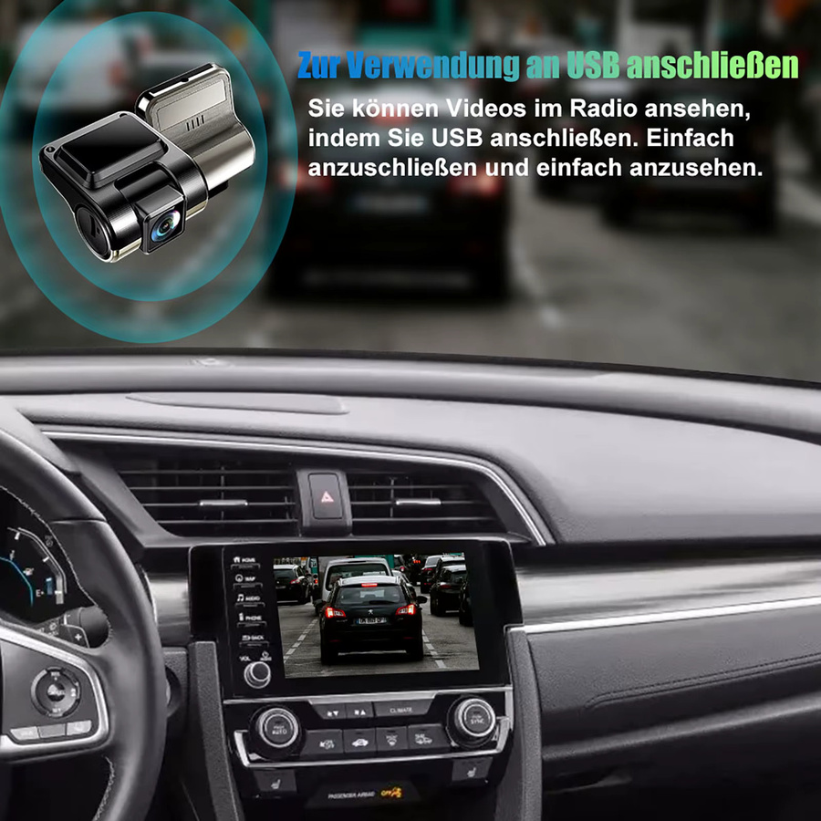 ESSGOO Dashcam mit Full HD 1080P Nachtsicht, 170 Grad Weitwinkel und G-Sensor, IP66 wasserdicht, inklusive 32G TF Karte - Bild 3
