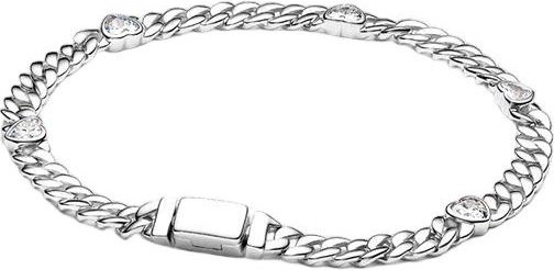 Armband Herzdesign, 925 Silber, Weiß, Zirkonia, 20cm, Unisex - Bild 1