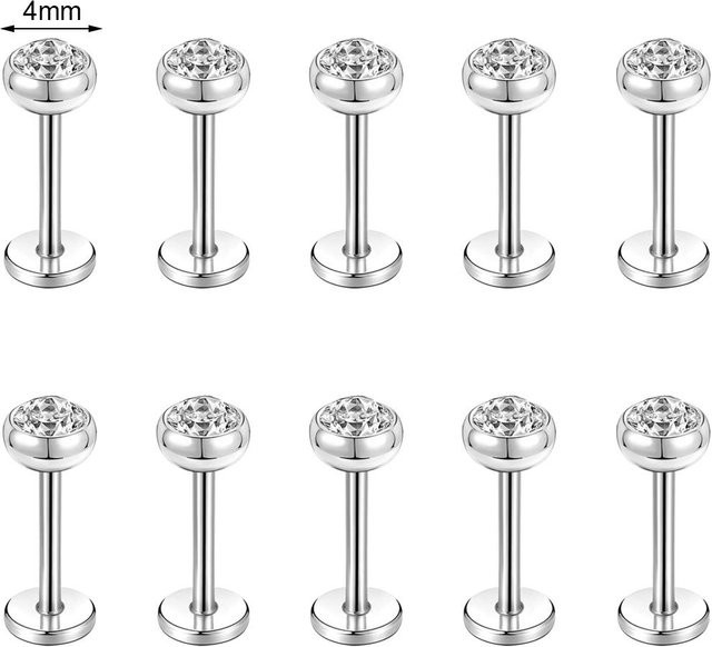 Lucky Star Jewelry Labret Piercing, Edelstahl, Gold, Zirkonia, Herren - Bild 1