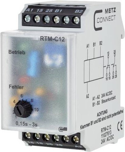 Metz Connect RTM-C12 Zeitrelais 24 V/AC, 24 V/DC mit 2 Wechsler in Weiß - Bild 1