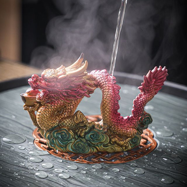 Kreative chinesische Tee-Haustier Dekoration Drache mit Farbwechsel in Multicolor für deinen Teetisch - Bild 1