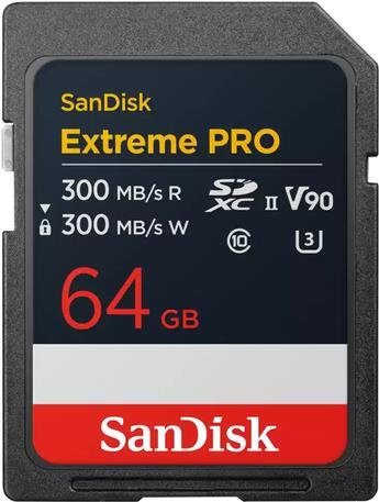 SanDisk Extreme Pro SDXC UHS-II Speicherkarte, 64 GB, Schwarz - Bild 1