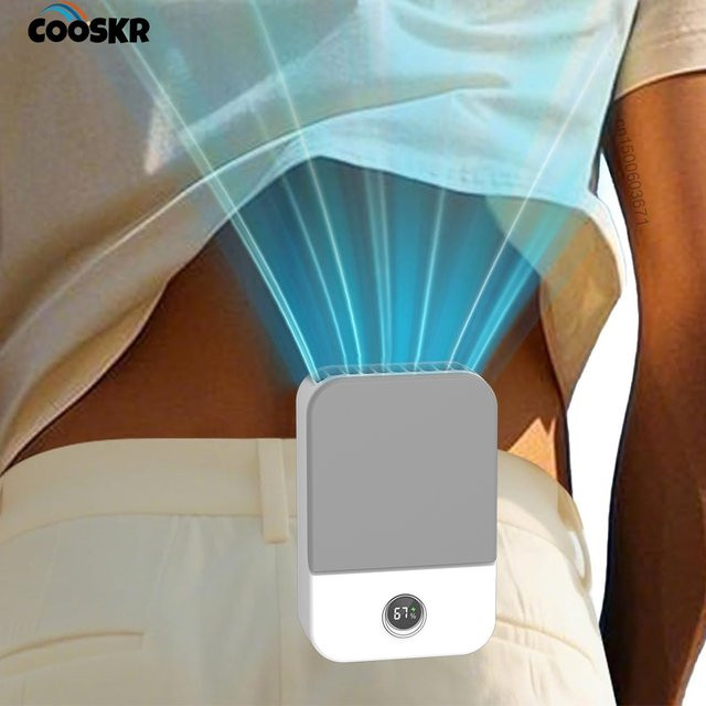 Tragbarer Taillenventilator von cooskr in Schwarz mit 3 Windgeschwindigkeiten und USB-Wiederaufladung - Bild 1