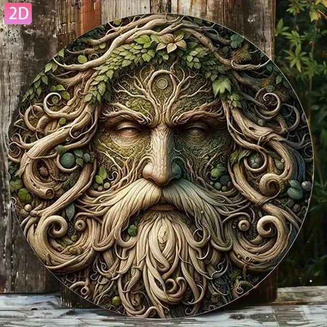 Vintage Baumgeist Metall-Wandschild von CIFkauf in Grün und Bunt, B/H: 20 x 20 cm - Bild 1