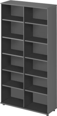 Schäfer Shop Genius Regal TETRIS WOOD mit 6 Fachböden und Mitteltrennwand, Farbe Graphit, B/T/H: 120 x 42,1 x 227 cm - Bild 1