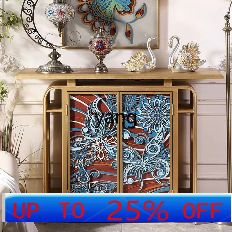 LTT Mittelalterlicher Seitenschrank aus Holz mit floraler Schnitzerei und mattem Finish für Wohnzimmer oder Flur - Bild 2