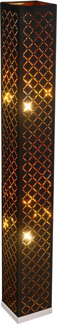 Globo Stehleuchte Clarke 2-flammig Schwarz-Gold mit Textilschirm H 118 cm x B 15 cm x T 15 cm - Bild 1