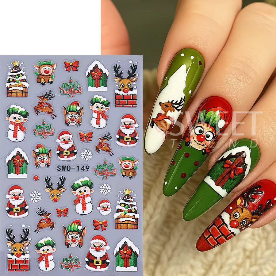 SWEET TREND Nagelaufkleber 3D Weihnachten, Glänzend, 2 Stück - Bild 2