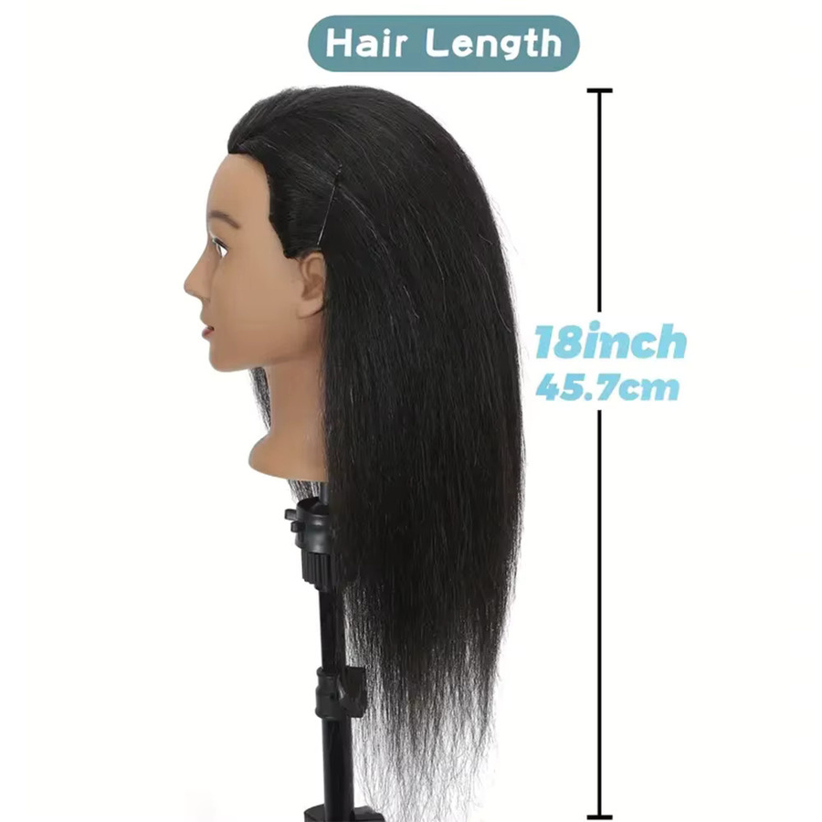 Simnient Afro-Mannequin-Kopf mit Echthaar, Übungskopf - Bild 3