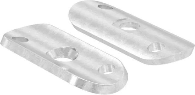 FeNau Handlaufanschlussplatte aus Stahl S235JR in Silber, B/T/H: 63 x 25 x 4 mm, Rohranschluss Ø 42,4 mm mit versetzten Bohrungen - Bild 1