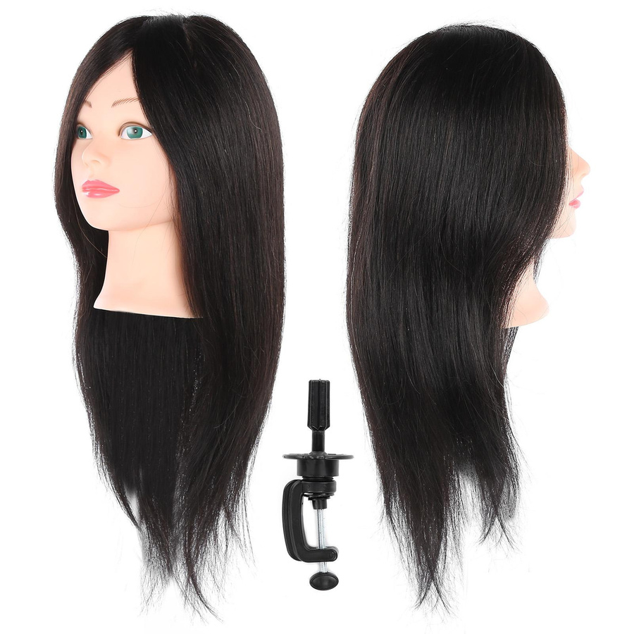 Echthaar-Mannequin-Kopf, Übungs-Friseur-Trainingskopf, Manikin-Kosmetik-Puppe - Bild 2