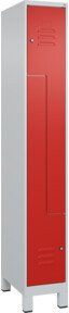 C+P Z-Spind Classic PLUS mit 2 Fächern, Zylinderschloss und Garderobenstange, Grau/Rot, H x B x T: 195 x 30 x 50 cm - Bild 1