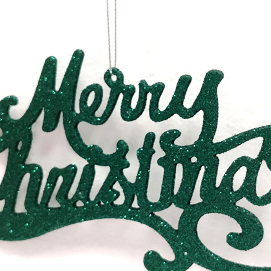2 Stück KONNWEI Frohe Weihnachten Buchstaben Hängeornamente aus Kunststoff in Grün - Bild 2