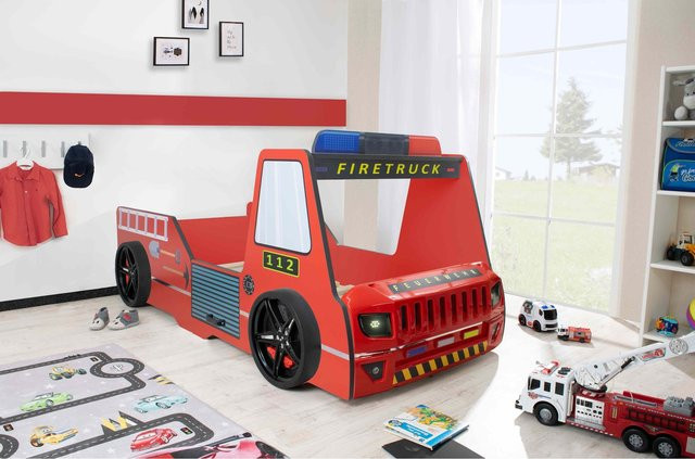 Feuerwehrbett Rio Firetruck Autobett für Kinder von Aileenstore in Rot, B/T/H: 90 x 200 cm - Bild 1