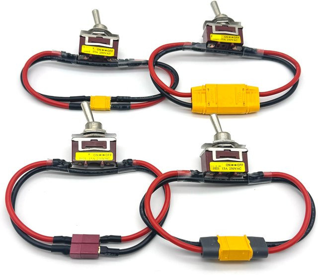 LAJQTAO Hochstrom Adapter Set mit Schalter XT30 XT60 XT90 Buchse auf Stecker für RC Lipo Batterien und DIY Steuerungsteile - Bild 1