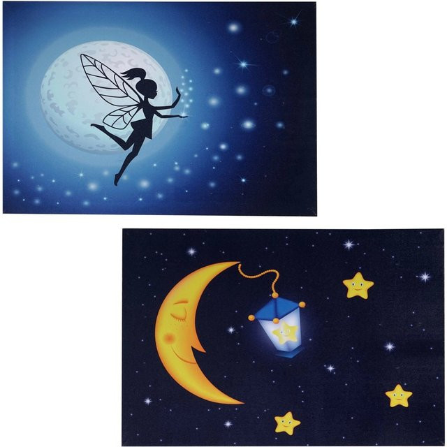 MCW 2er-Set LED-Bilder für Kinder mit Timer und 20 Bildpunkten, mehrfarbig, B: 60 cm, H: 40 cm - Bild 1