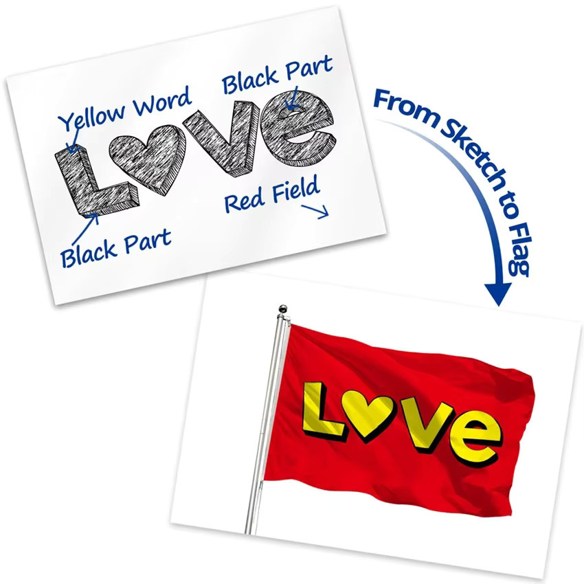 Eoodlove Quadratische Flagge aus 100D-Polyester für einseitigen Druck als Werbebanner oder Wanddeko - Bild 2